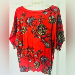 Joseph Red Boxy Short Sleeve Blouse